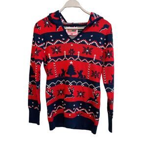 Tipsy Elves Holiday Ugly Hooded Christmas Sweater Size: Small Christmas in July